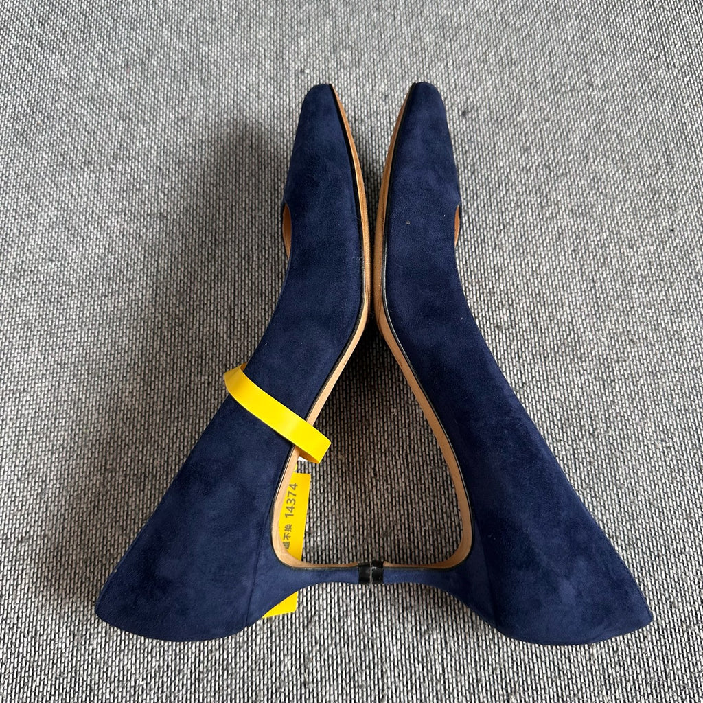 空白 Alcantara Blue High heels