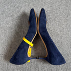 空白 Alcantara Blue High heels