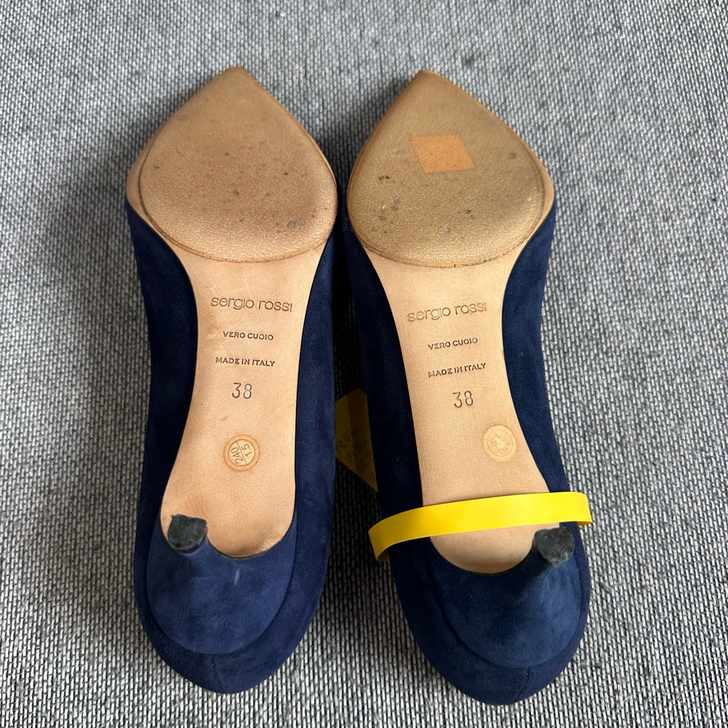 空白 Alcantara Blue High heels