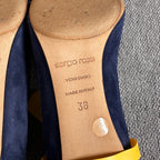 空白 Alcantara Blue High heels