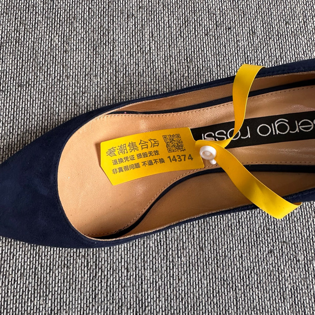 空白 Alcantara Blue High heels