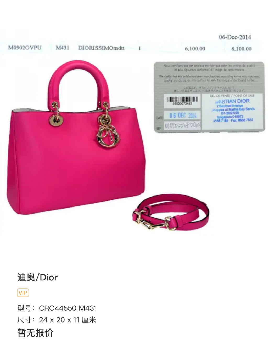 Dior 24 x 20 x 11 centimeters CRO44550 M431