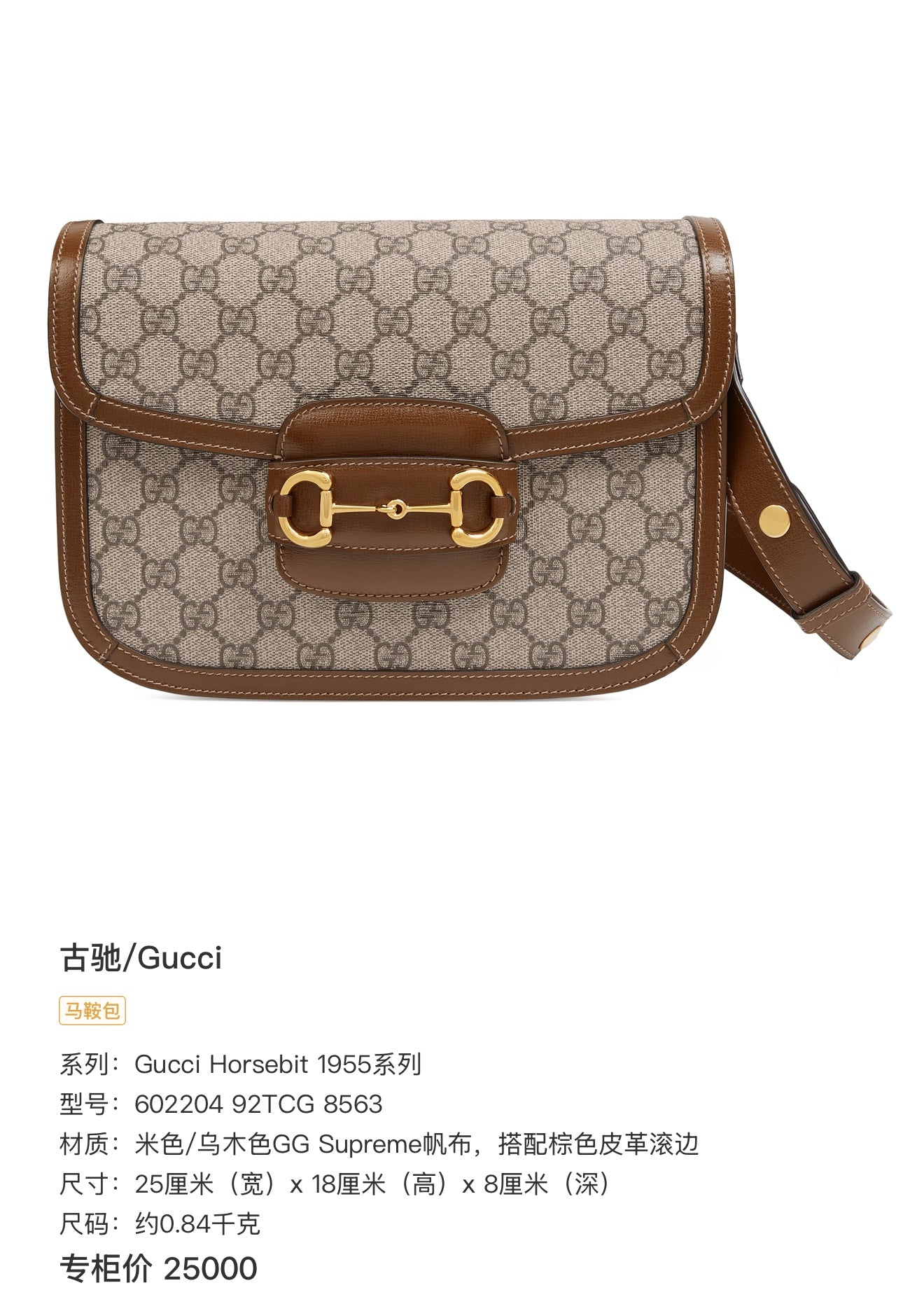 Gucci Gucci Horsebit 1955 Collection Canvas Beige 25 cm (width) x 18 cm (height) x 8 cm (depth) 602204 92TCG 8563