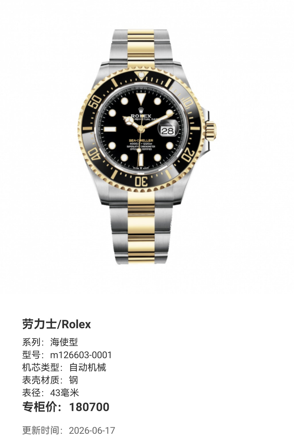 Rolex Naval envoy type 43 millimeters m126603-0001