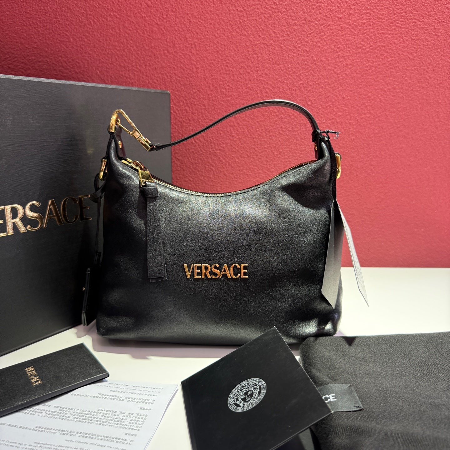 Versace VersaceTag Crescent Bag Black 23 x 16 x 11 1018302-1A13171_1B00V