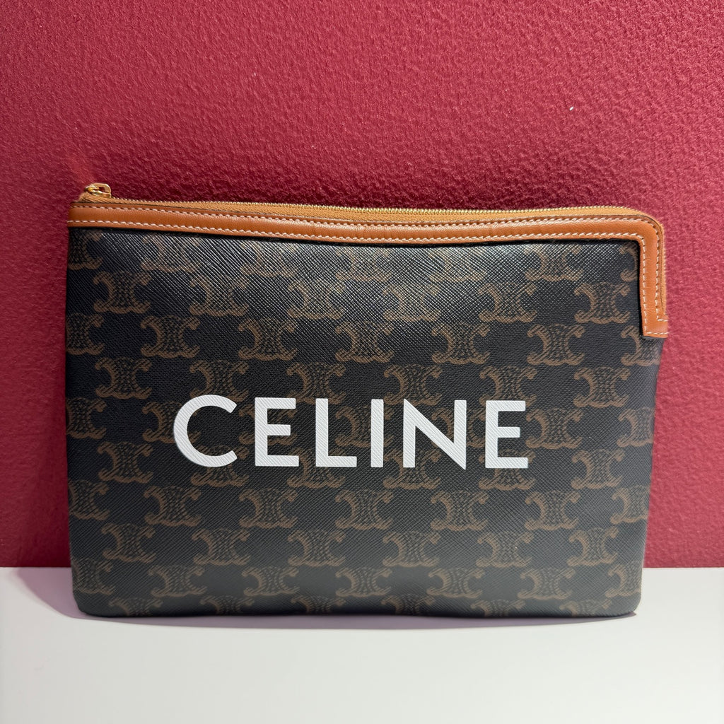 Celine TRIOMPHE Small Clutch in Faux Leather and Sheepskin Faux leather Clutch 10D672BZQ.04LU