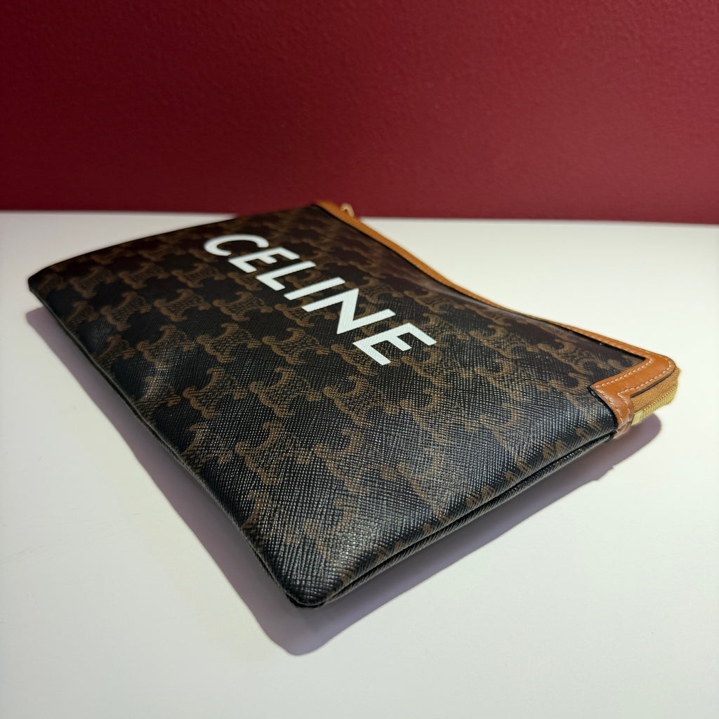 Celine TRIOMPHE Small Clutch in Faux Leather and Sheepskin Faux leather Clutch 10D672BZQ.04LU