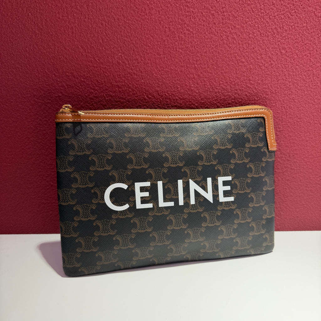 Celine TRIOMPHE Small Clutch in Faux Leather and Sheepskin Faux leather Clutch 10D672BZQ.04LU