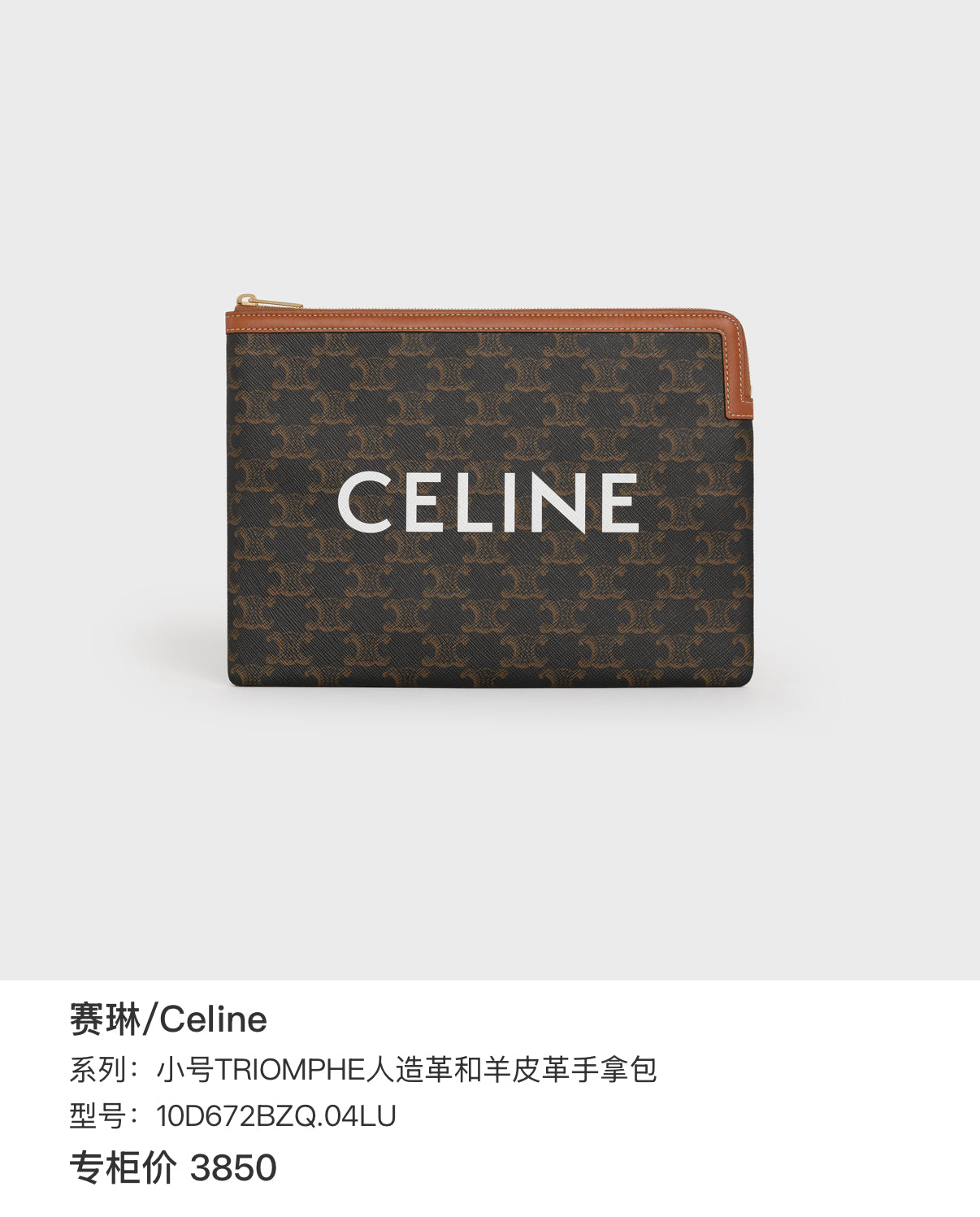 Celine TRIOMPHE Small Clutch in Faux Leather and Sheepskin Faux leather Clutch 10D672BZQ.04LU