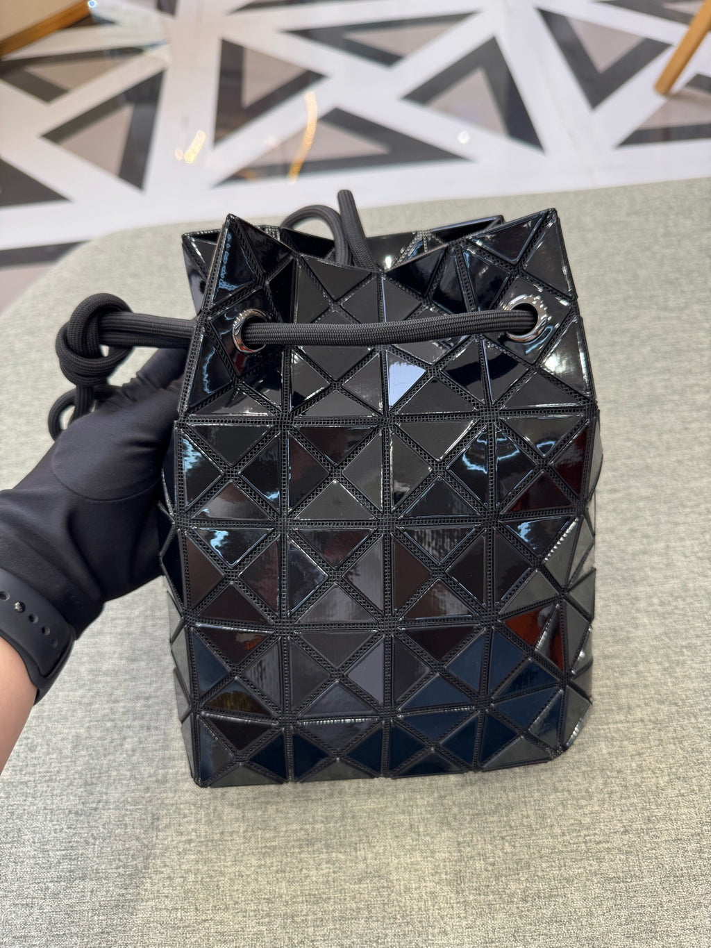 Issey Miyake Black Bucket & Drawstring Bag