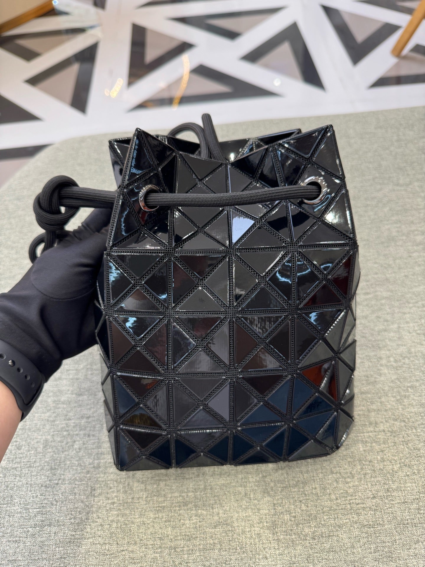Issey Miyake Black Bucket & Drawstring Bag