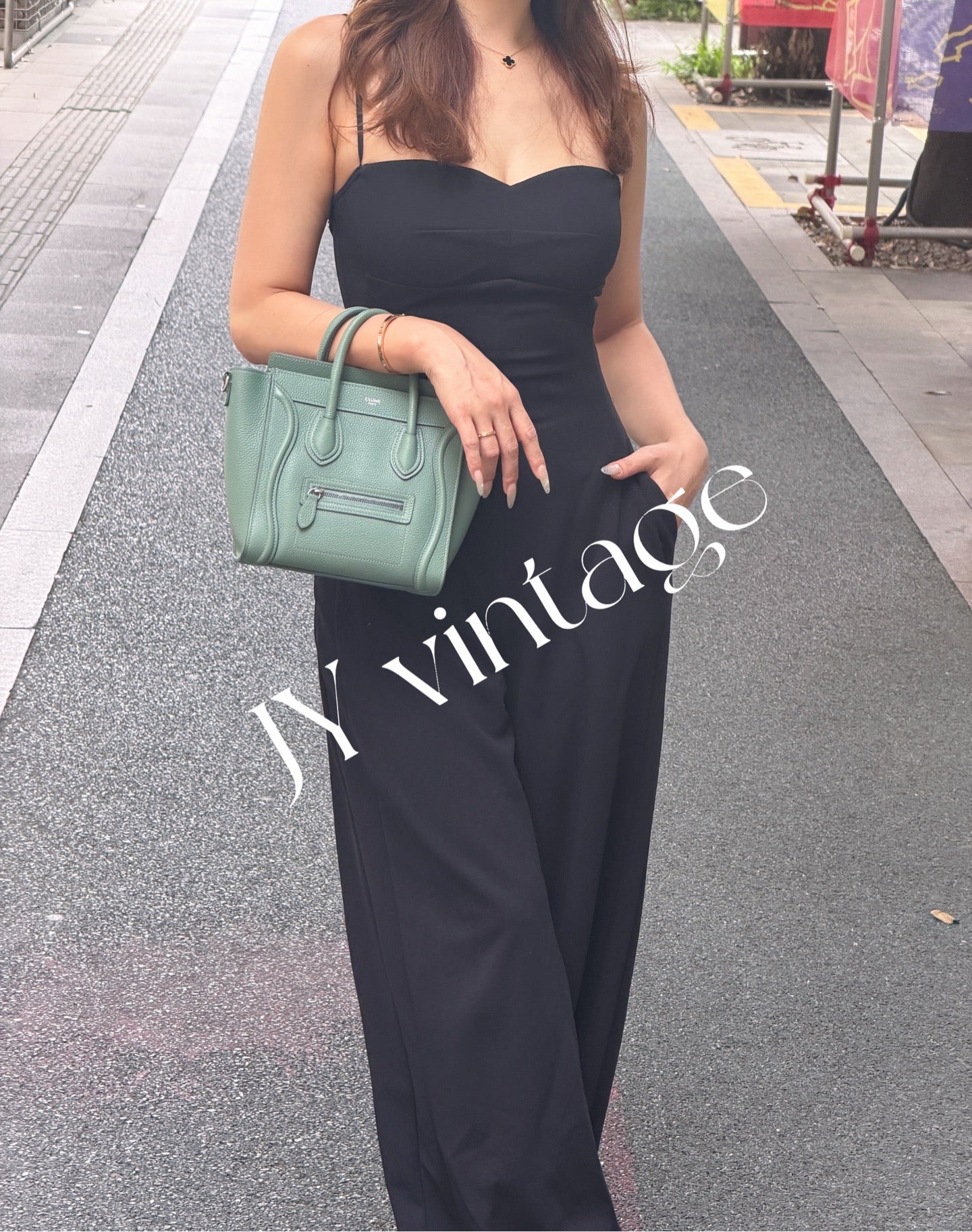 Celine Compact LUGGAGE Green Length 20 x Width 8.5 x Height 19 cm 189243DRU.29CN