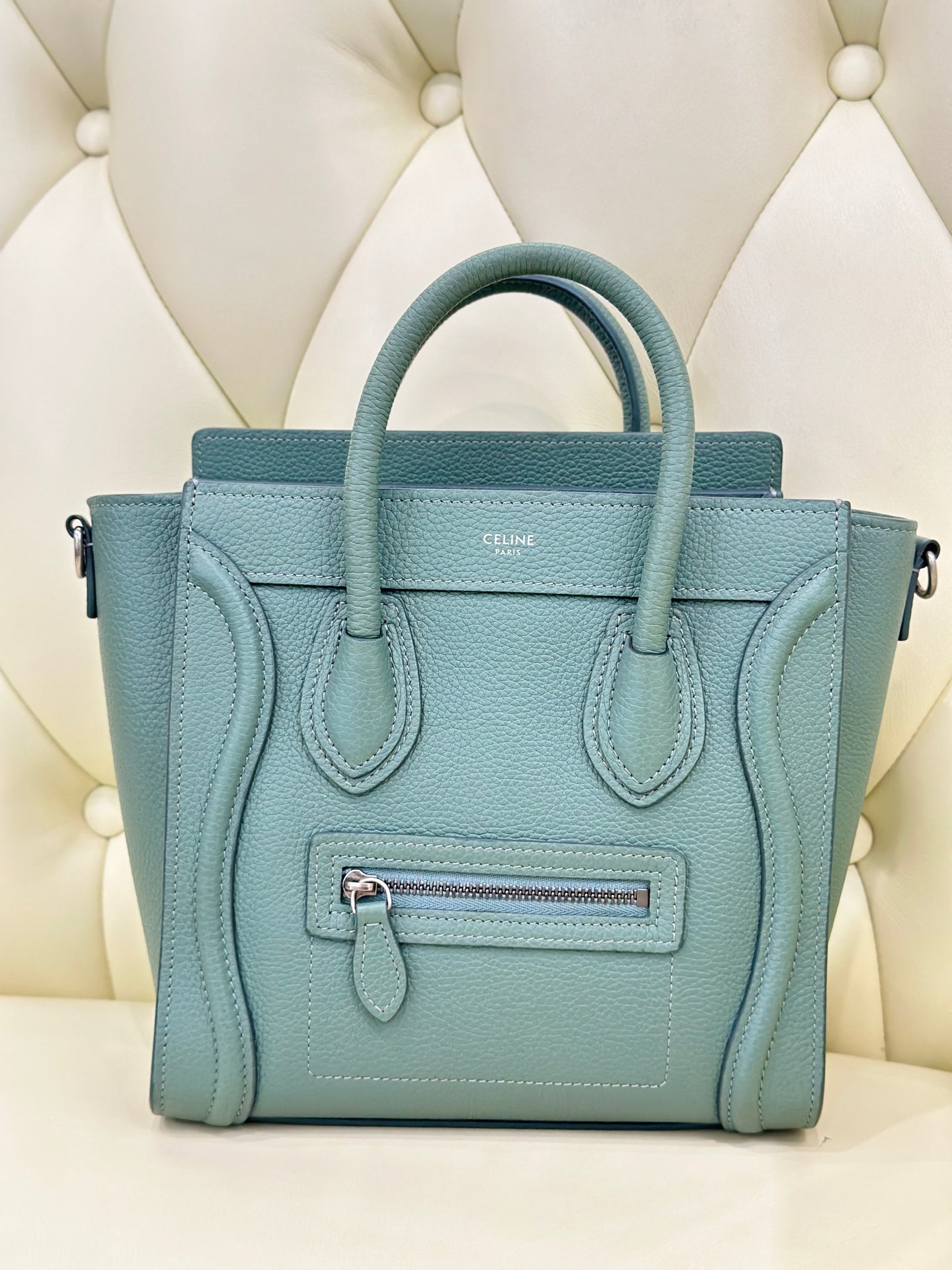 Celine Compact LUGGAGE Green Length 20 x Width 8.5 x Height 19 cm 189243DRU.29CN