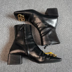 空白 Leather Ankle boots