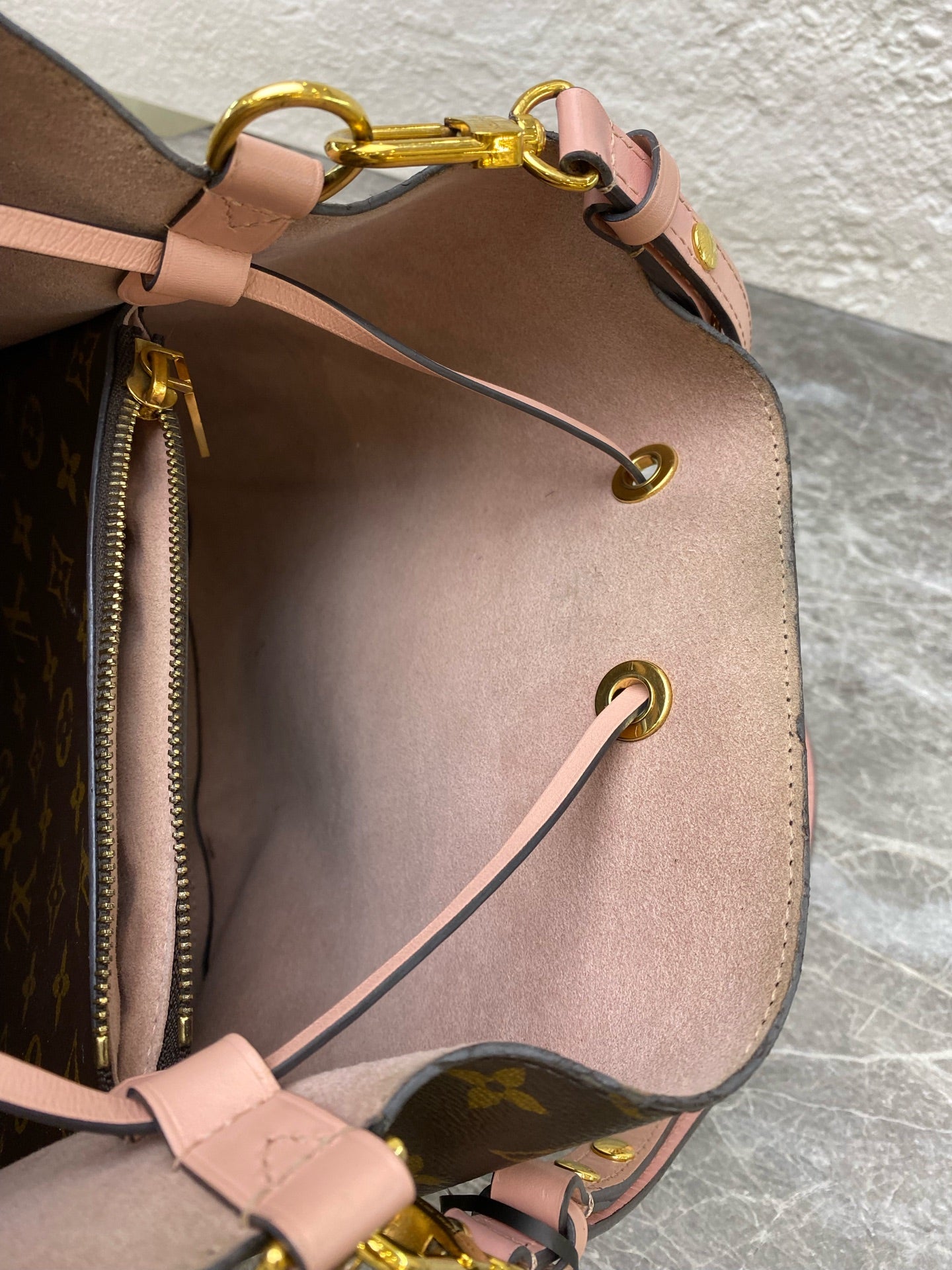 Louis Vuitton Pink Bucket & Drawstring Bag
