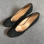 空白 Alcantara Black Flat shoes