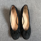 空白 Alcantara Black Flat shoes
