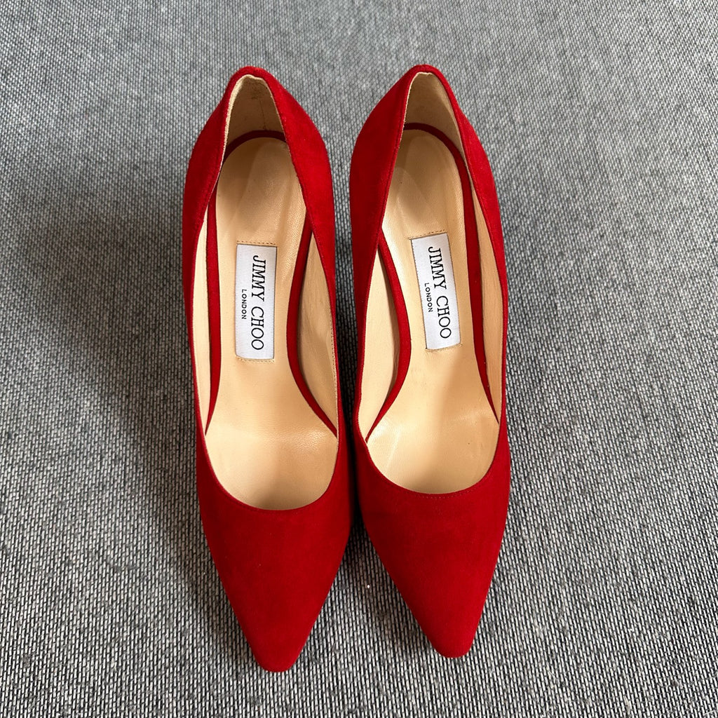 Jimmy Choo Alcantara Red High heels