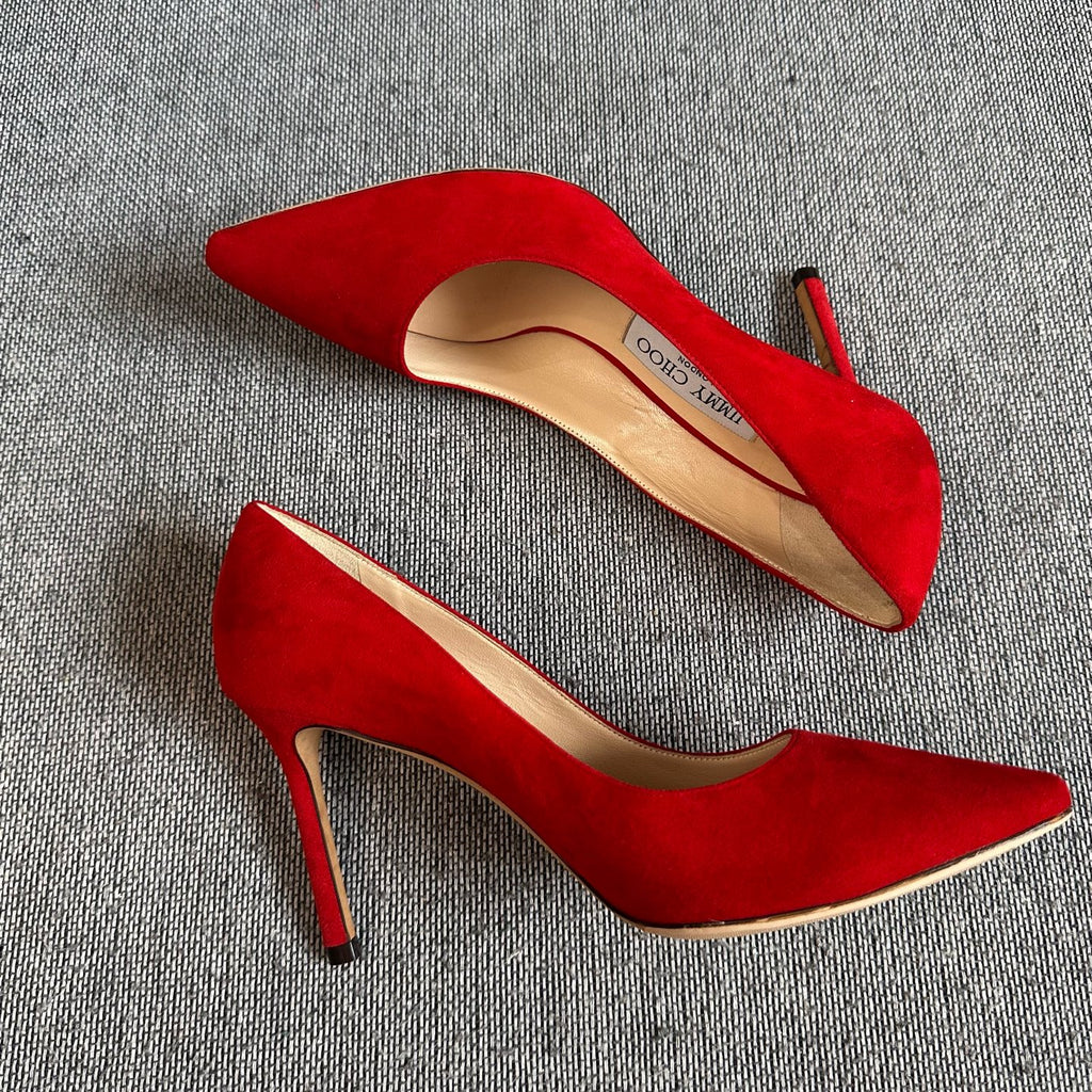 Jimmy Choo Alcantara Red High heels
