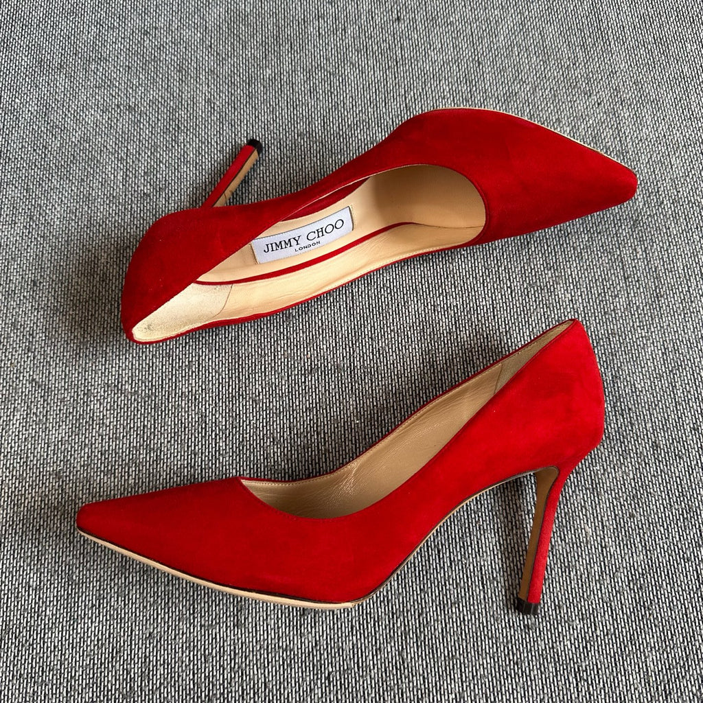 Jimmy Choo Alcantara Red High heels