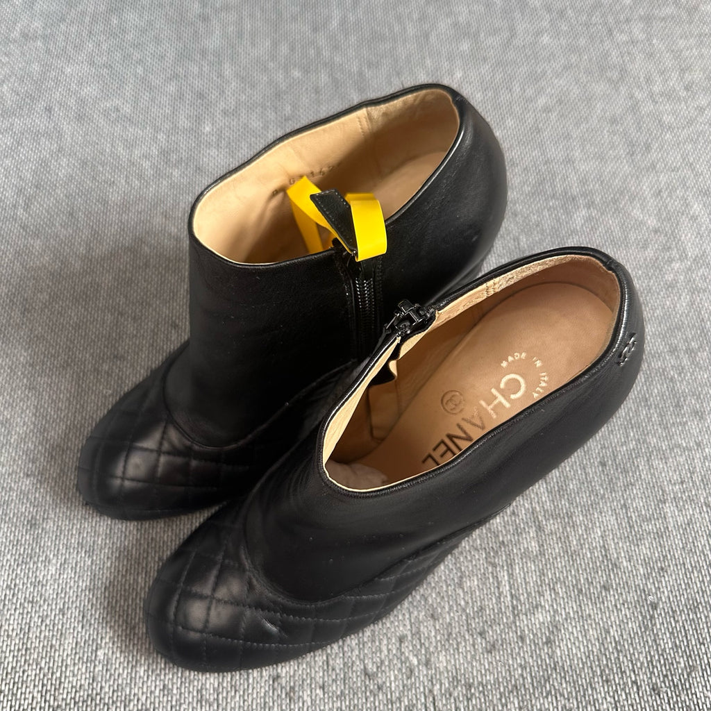 Chanel Leather Black Ankle boots