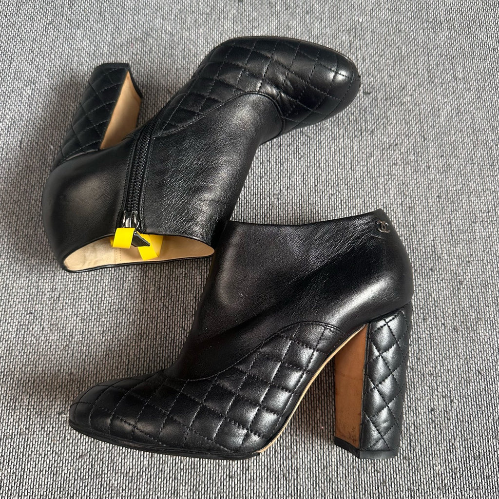 Chanel Leather Black Ankle boots