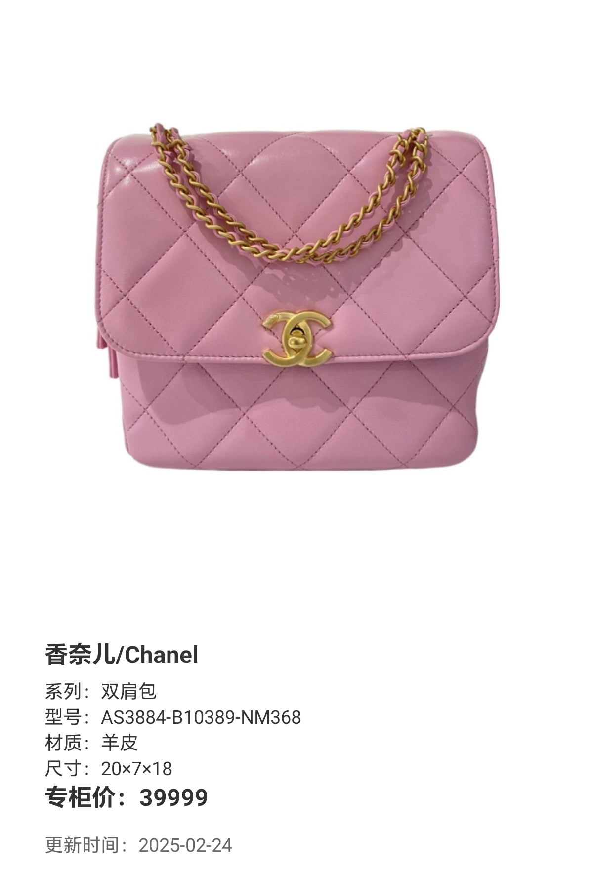 Chanel Backpack Backpack 20×7×18 AS3884-B10389-NM368