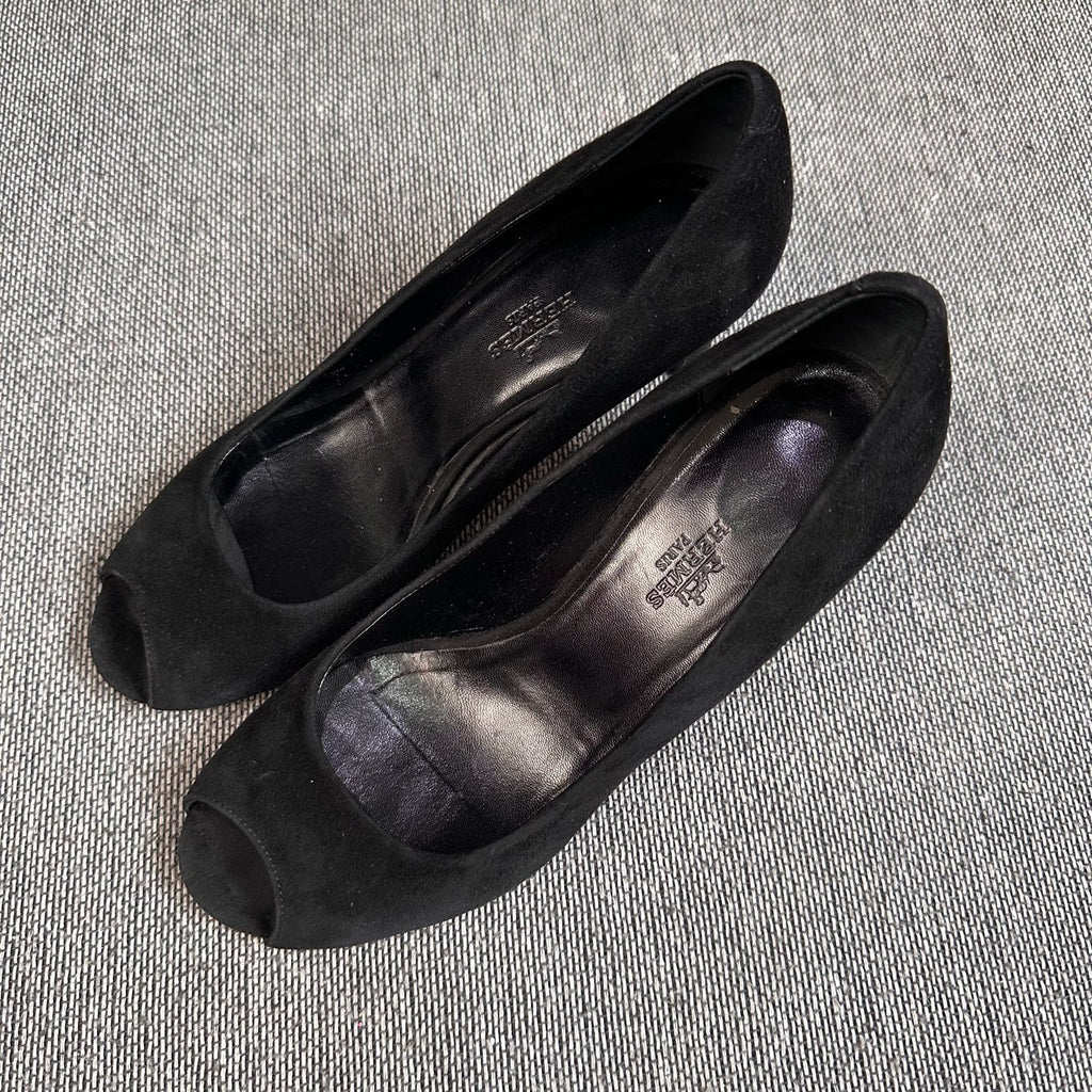 Hermes Alcantara Black High heels
