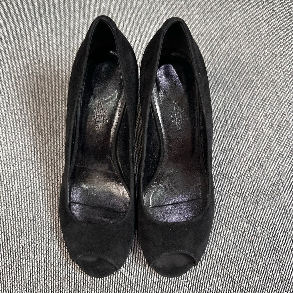 Hermes Alcantara Black High heels