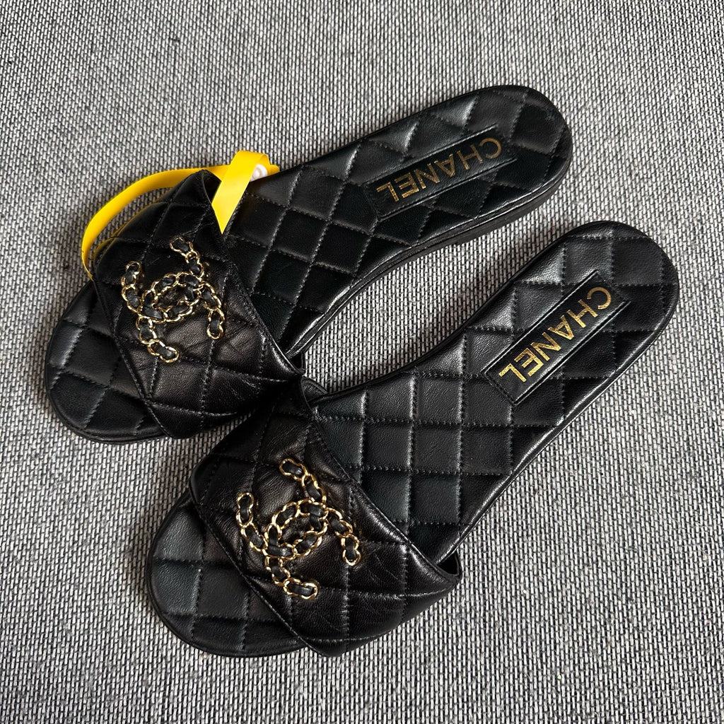 Chanel Black Flip flop