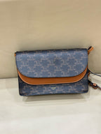 Celine TRIOMPHE canvas wallet with signature print and sheepskin trim 8 x 5 x 2 inches (20 x 12 x 6 centimeters) 10D852CG9.04LU