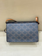 Celine TRIOMPHE canvas wallet with signature print and sheepskin trim 8 x 5 x 2 inches (20 x 12 x 6 centimeters) 10D852CG9.04LU