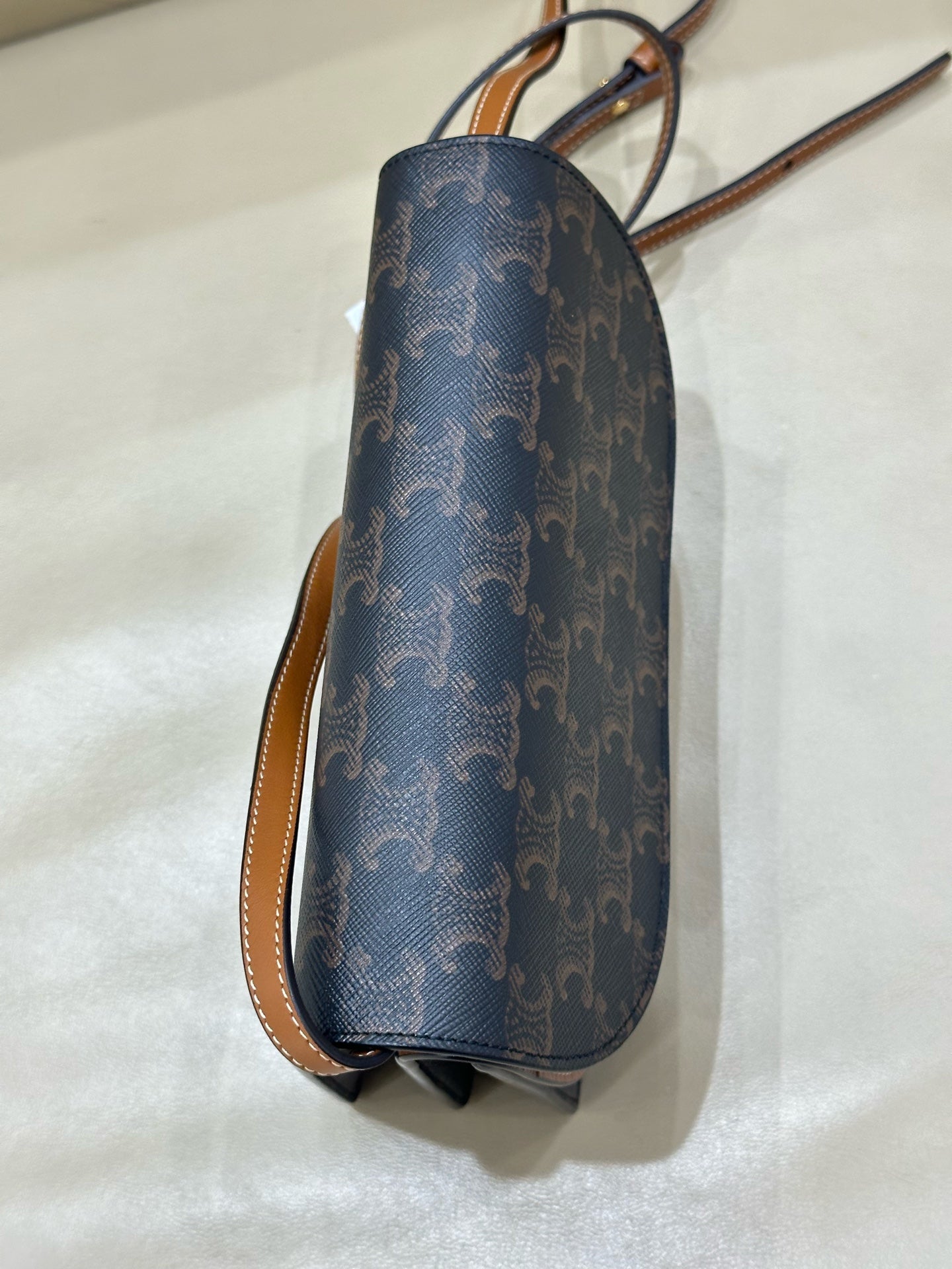 Celine TRIOMPHE canvas wallet with signature print and sheepskin trim 8 x 5 x 2 inches (20 x 12 x 6 centimeters) 10D852CG9.04LU