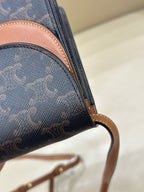 Celine TRIOMPHE canvas wallet with signature print and sheepskin trim 8 x 5 x 2 inches (20 x 12 x 6 centimeters) 10D852CG9.04LU