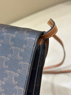 Celine TRIOMPHE canvas wallet with signature print and sheepskin trim 8 x 5 x 2 inches (20 x 12 x 6 centimeters) 10D852CG9.04LU