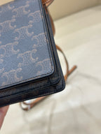 Celine TRIOMPHE canvas wallet with signature print and sheepskin trim 8 x 5 x 2 inches (20 x 12 x 6 centimeters) 10D852CG9.04LU