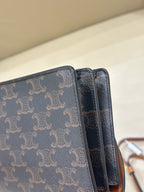 Celine TRIOMPHE canvas wallet with signature print and sheepskin trim 8 x 5 x 2 inches (20 x 12 x 6 centimeters) 10D852CG9.04LU