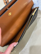 Celine TRIOMPHE canvas wallet with signature print and sheepskin trim 8 x 5 x 2 inches (20 x 12 x 6 centimeters) 10D852CG9.04LU