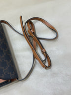 Celine TRIOMPHE canvas wallet with signature print and sheepskin trim 8 x 5 x 2 inches (20 x 12 x 6 centimeters) 10D852CG9.04LU