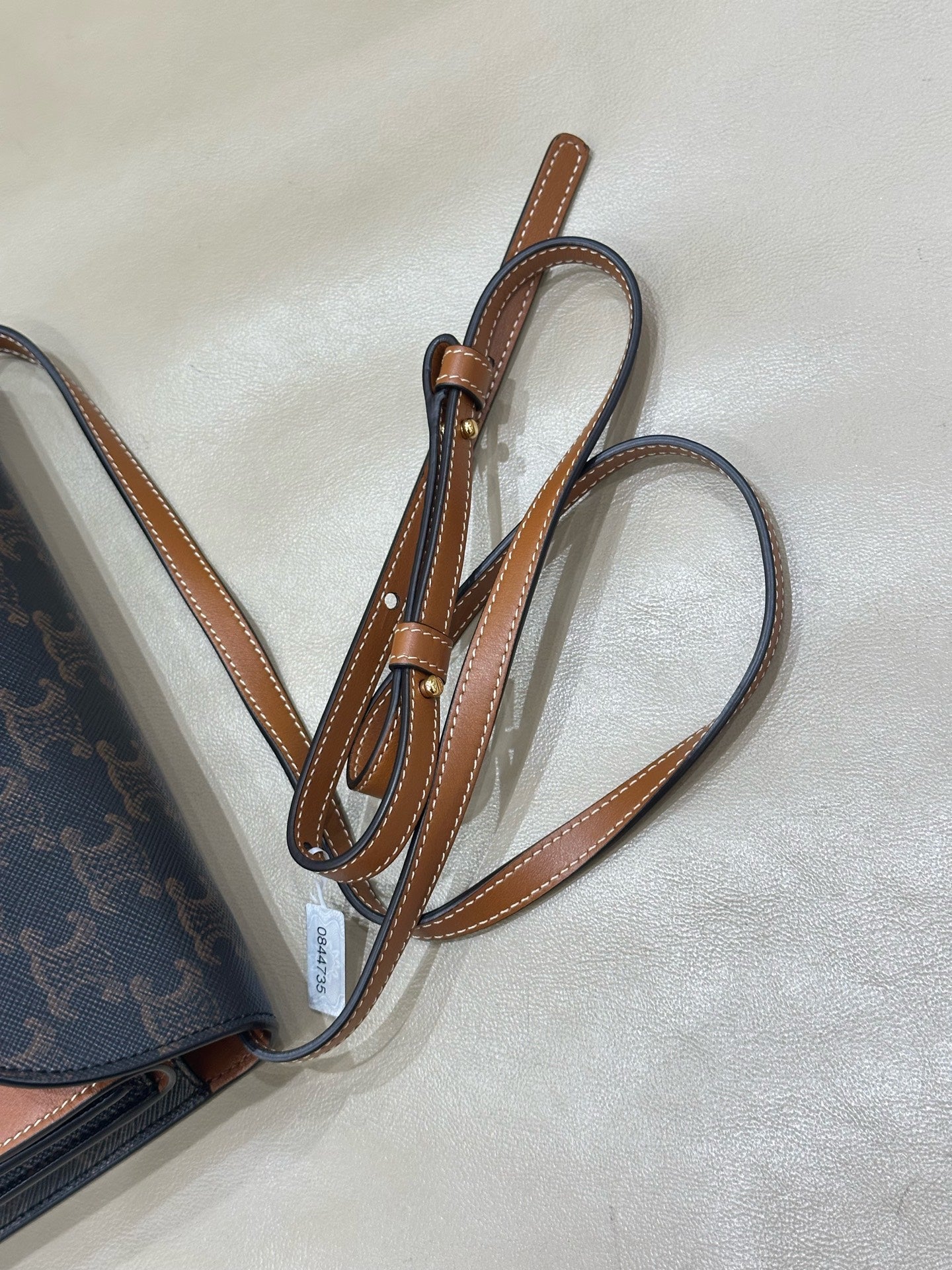Celine TRIOMPHE canvas wallet with signature print and sheepskin trim 8 x 5 x 2 inches (20 x 12 x 6 centimeters) 10D852CG9.04LU