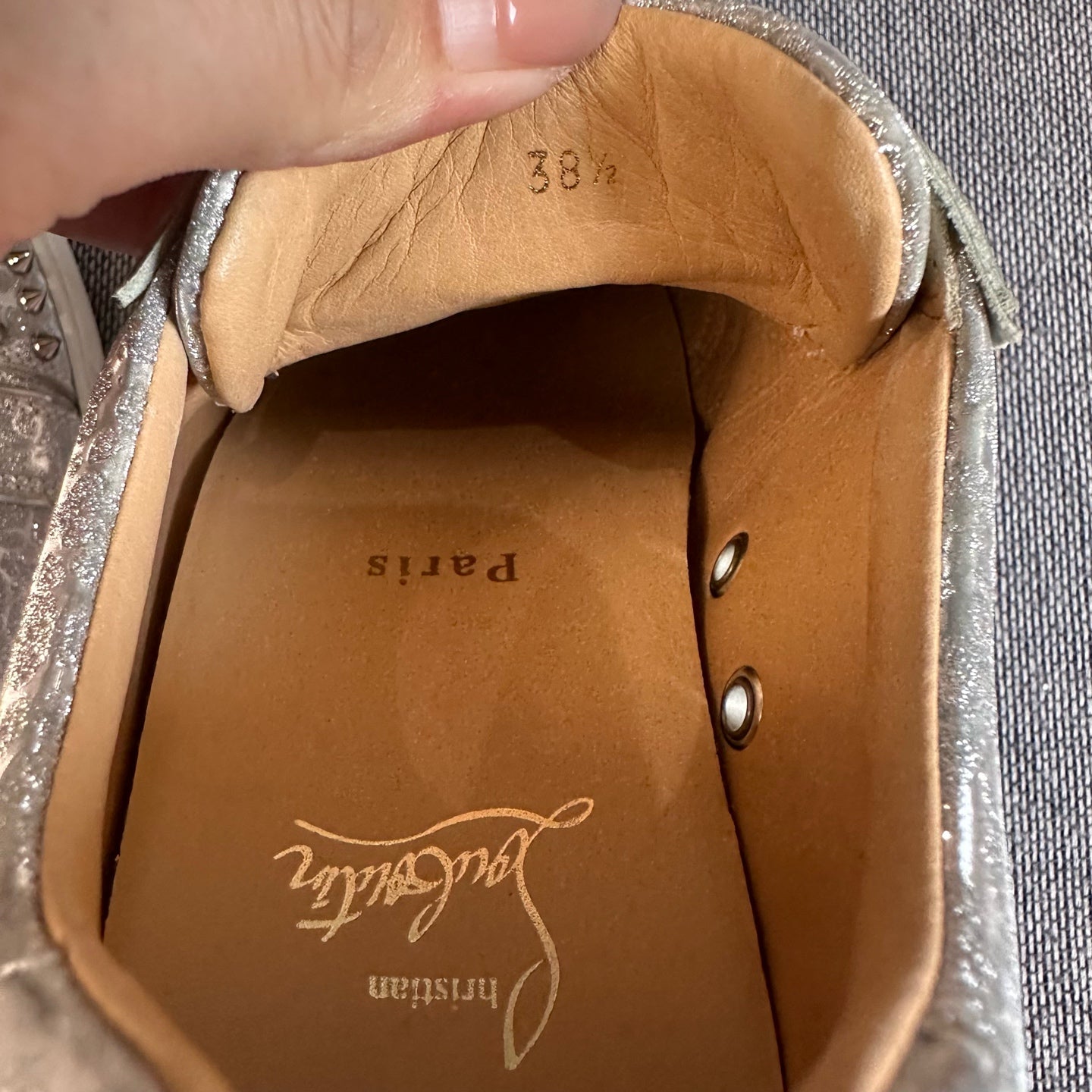 空白 Leather Silver Skate shoes