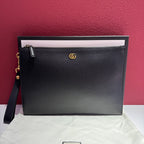 Gucci GG Marmont Collection Leather Black Clutch 30.5 cm (width) x 21 cm (height) x 1.5 cm (depth) 475317 DJ20T 1000