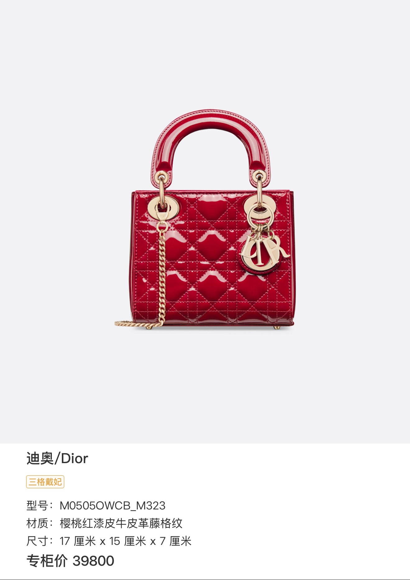 Dior Leather 17 cm x 15 cm x 7 cm M0505OWCB_M323