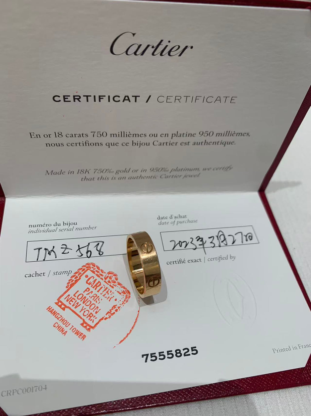 Cartier LOVE ring Rose gold Ring 44 B4084600