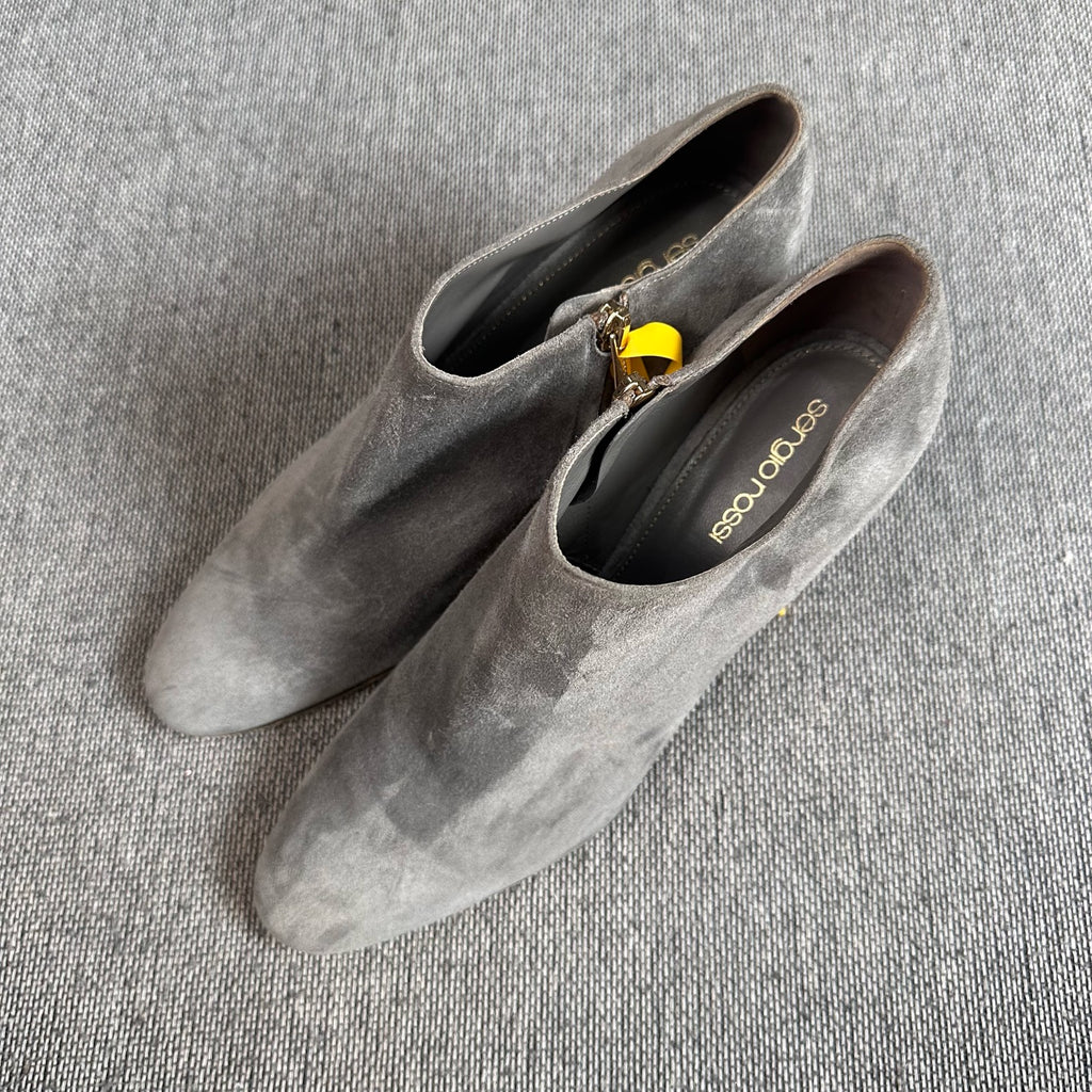 空白 Alcantara Gray Ankle boots