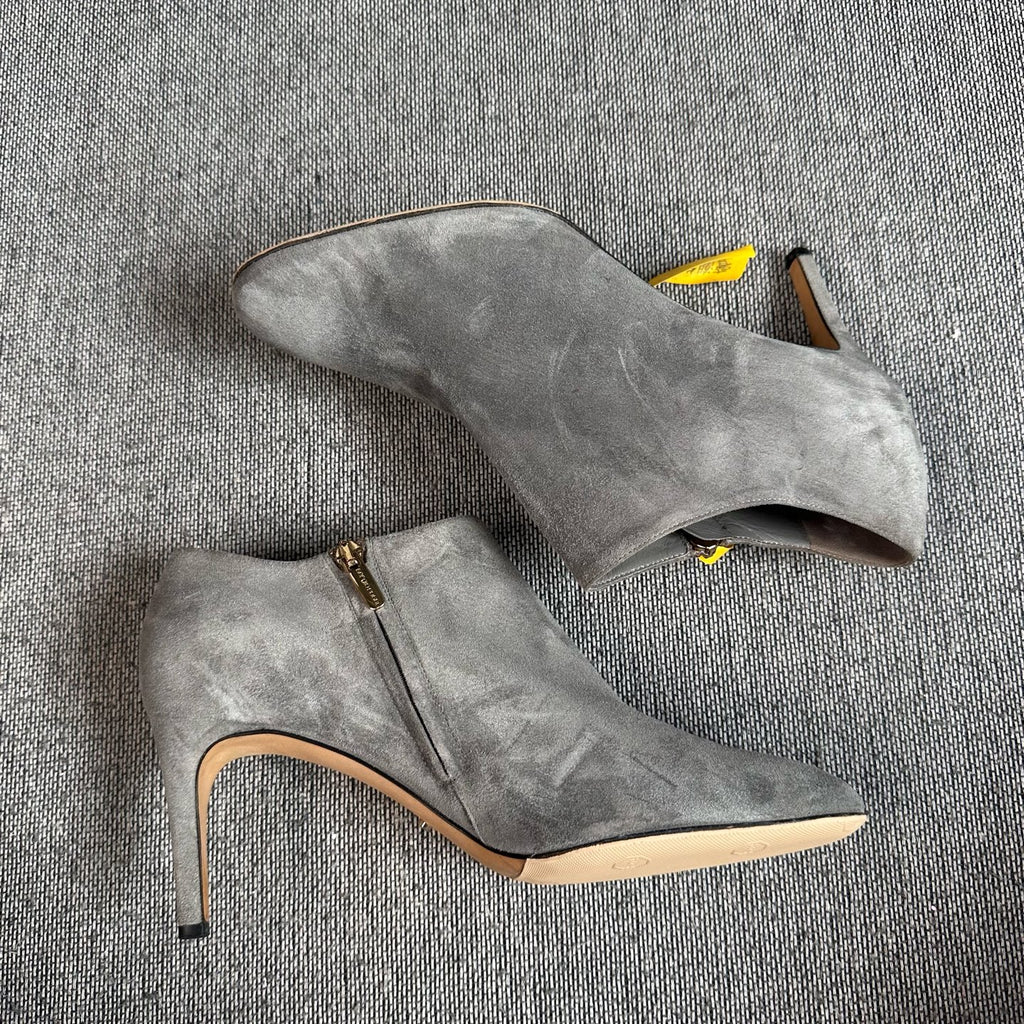 空白 Alcantara Gray Ankle boots