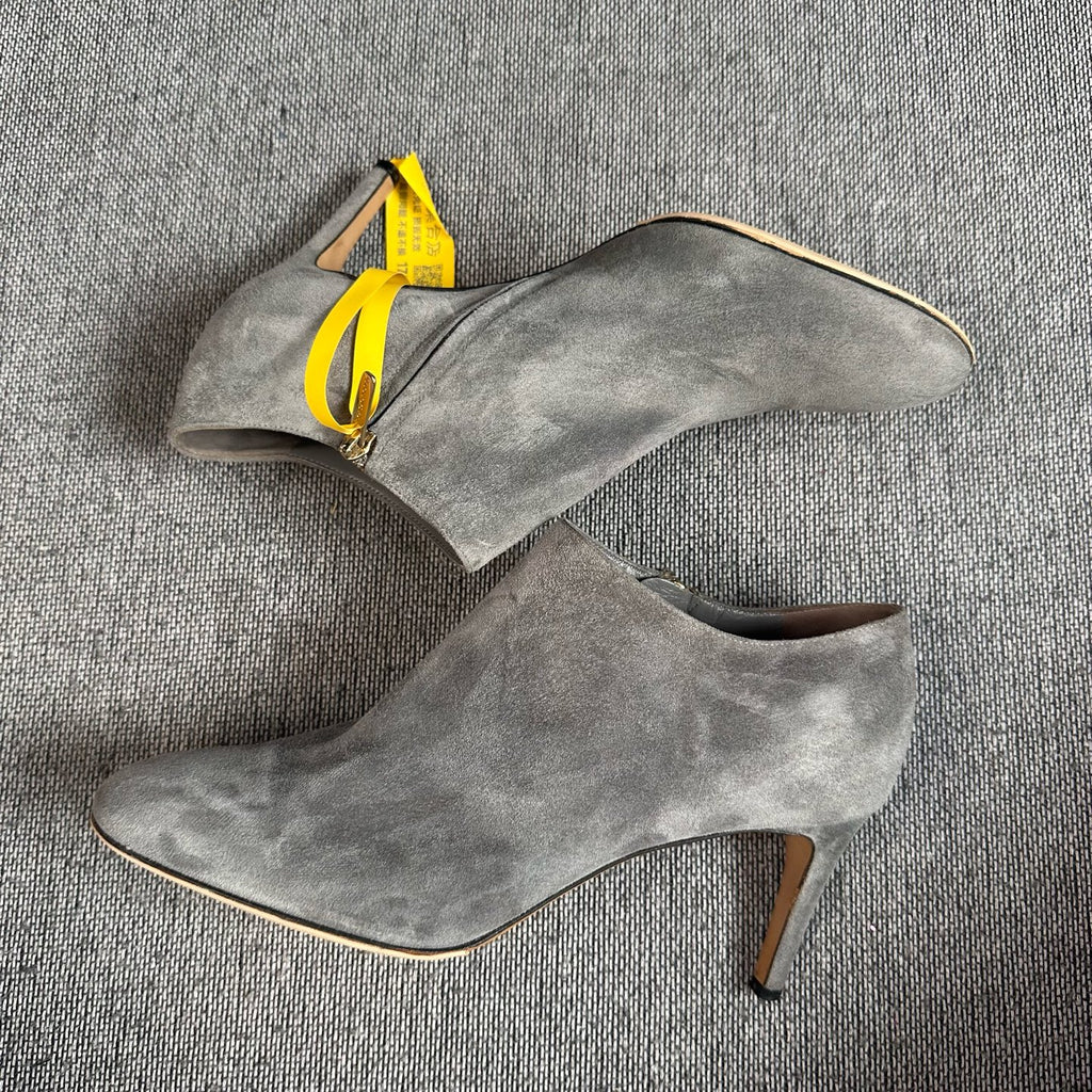 空白 Alcantara Gray Ankle boots