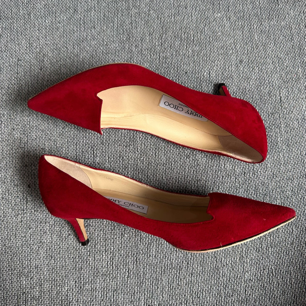 Jimmy Choo Alcantara Red High heels