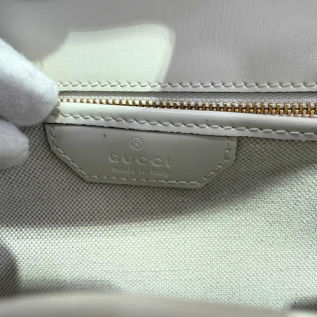 Gucci Gucci Bamboo 1947 Collection Small Bamboo-Handle Handbag White Crossbody 22 cm (width) x 14 cm (height) x 7 cm (depth) 863165AAGDM9250