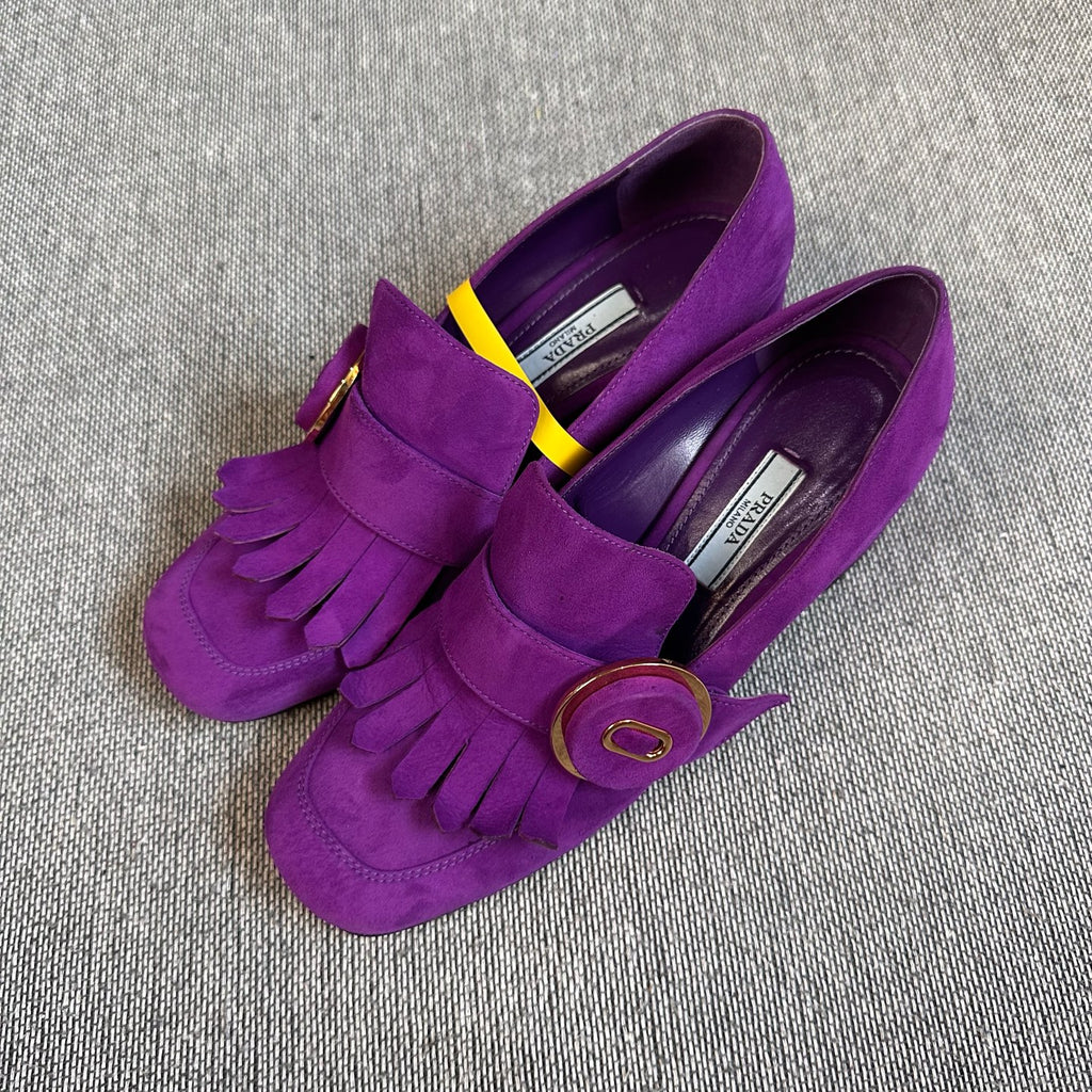 Prada Alcantara Purple Loafers